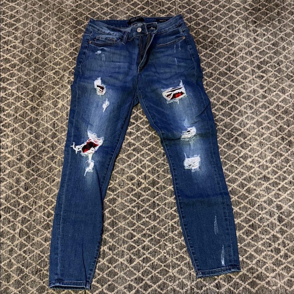 Judy Blue Dark Blue Distressed Skinny Jeans